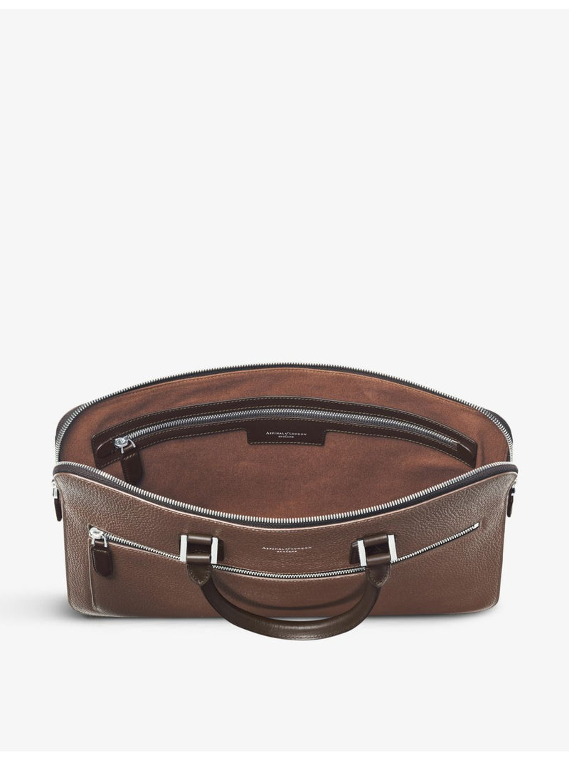Aspinal of London logo-print grained-leather document case, imported from the UK