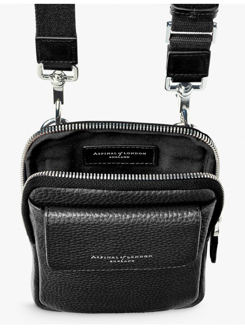 Aspinal of London grained leather crossbody phone case, imported from the UK