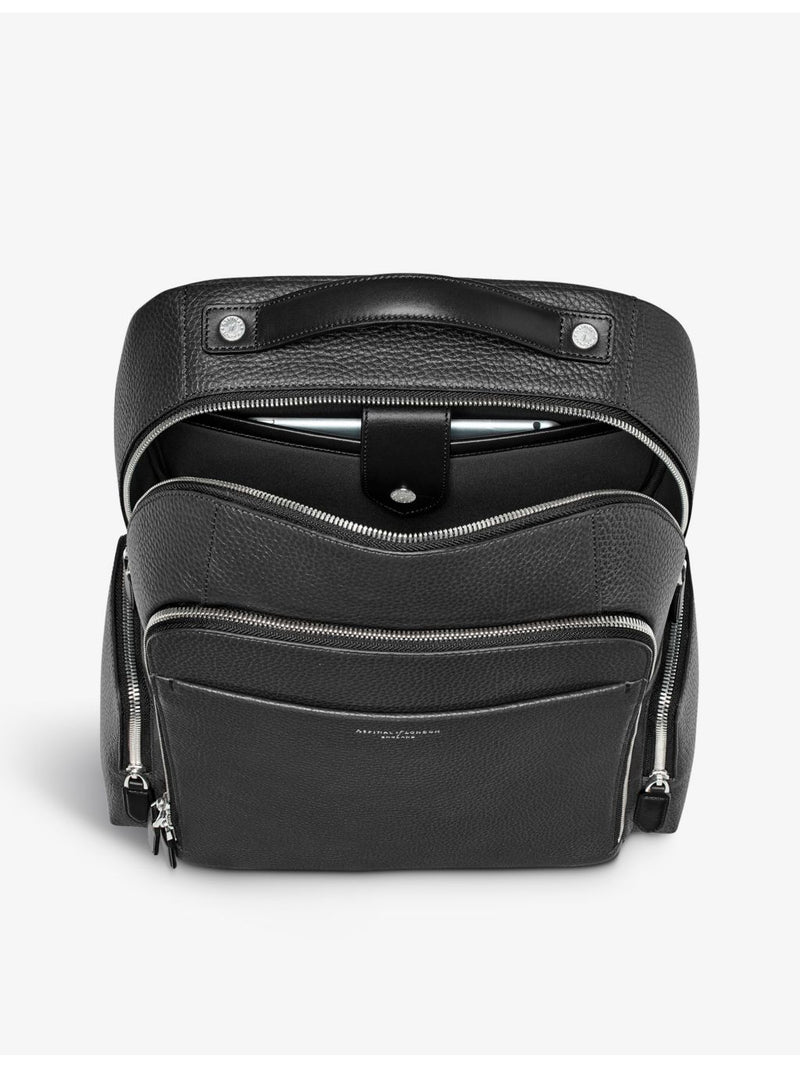 Aspinal of London Reporter pebbled leather backpack, imported from the UK