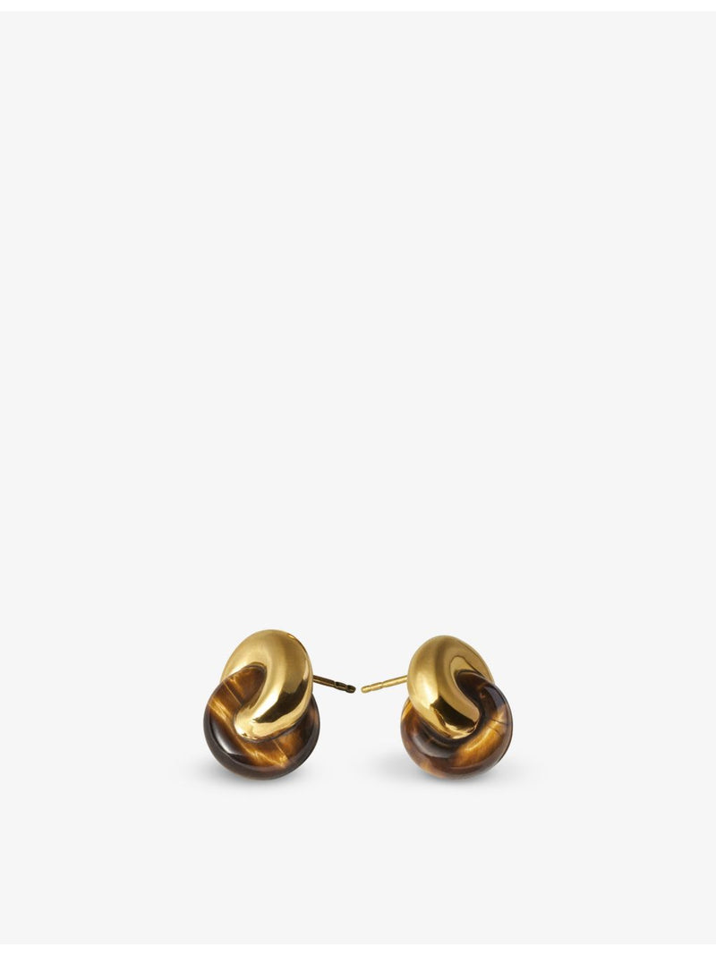 Monica Vinader gold-plated vermeil tiger's eye earrings, UK version