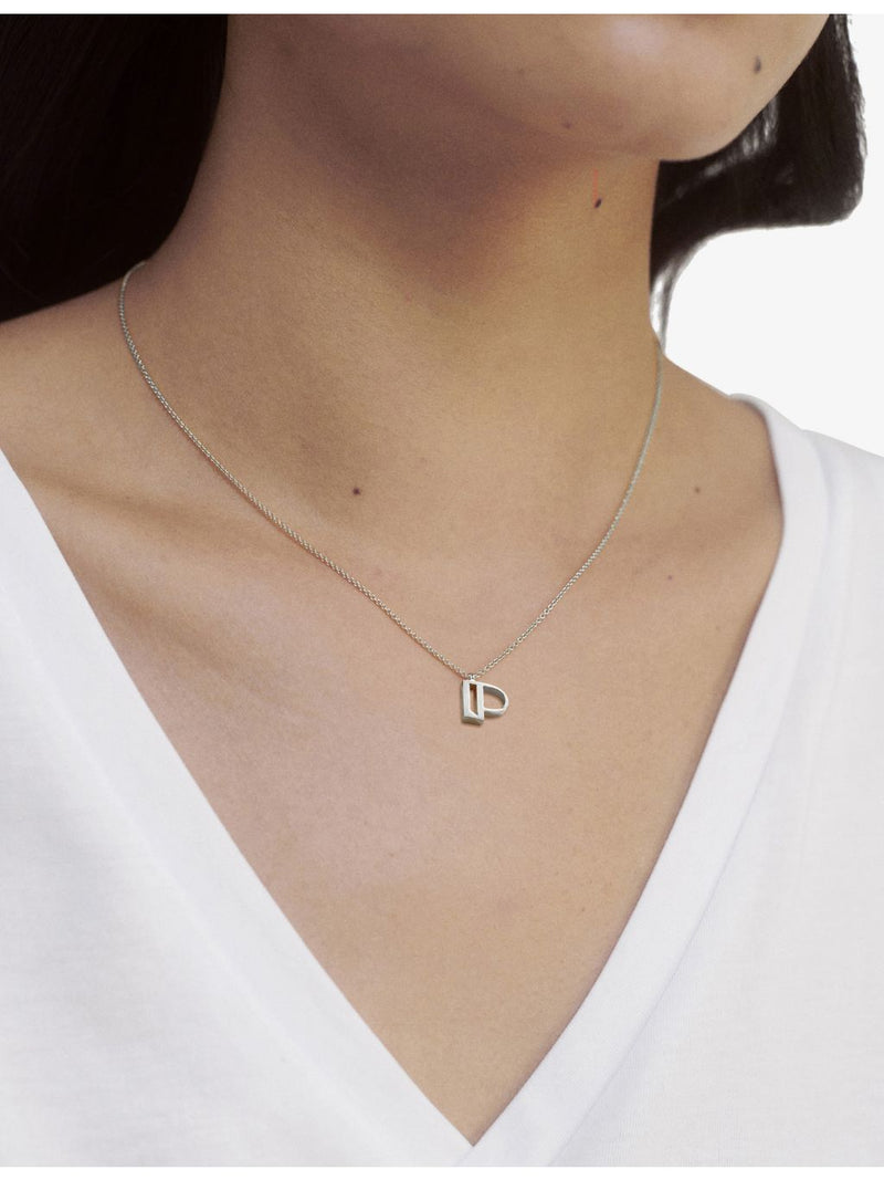 Monica Vinader sterling silver pendant necklace with P letter charm (British brand)