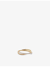 selfridges Monica Vinader Crossover 14ct Yellow Gold and 0.1606ct Diamond Ring- Buy online at McGrocer