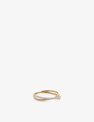 Monica Vinader Crossover 14ct Yellow Gold and 0.1606ct Diamond Ring
