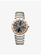 selfridges Bvlgari Bvlgari Stainless Steel, 18ct Rose Gold and Diamond Quartz Watch, 33mm- Buy online at McGrocer