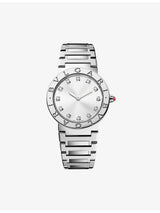 selfridges Bvlgari Bvlgari Stainless-Steel and Diamond Quartz Watch 33mm- Buy online at McGrocer