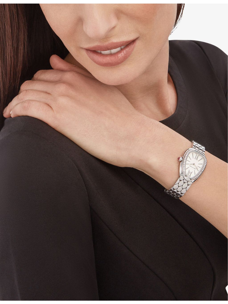Bvlgari Serpenti Seduttori stainless steel diamond quartz watch 33mm (British brand)