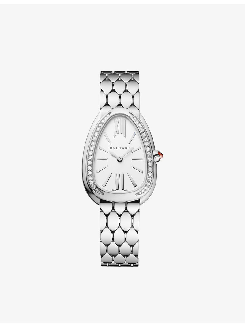 Bvlgari Serpenti Seduttori stainless steel diamond quartz watch 33mm (British brand)
