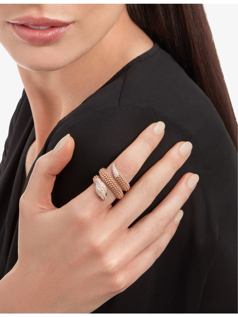 Bvlgari Serpenti ring with 18k rose gold, diamond and onyx (British brand)