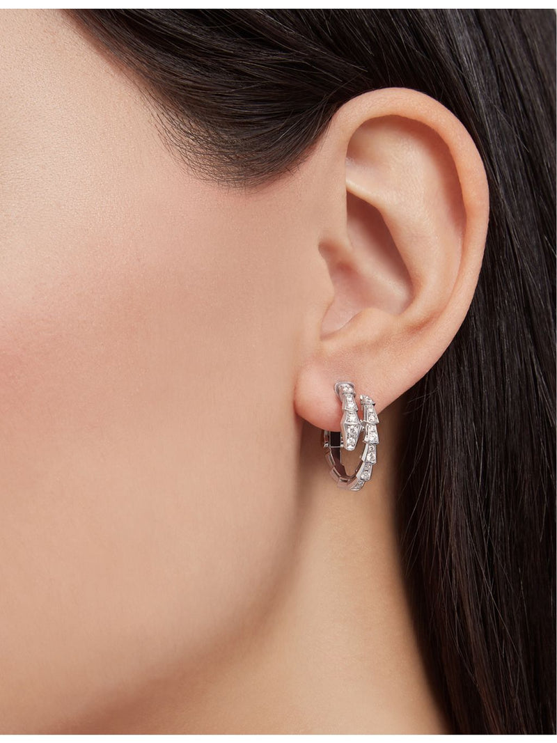 Bvlgari Serpenti Viper diamond earrings in 18ct white gold, 0.75ct, UK version