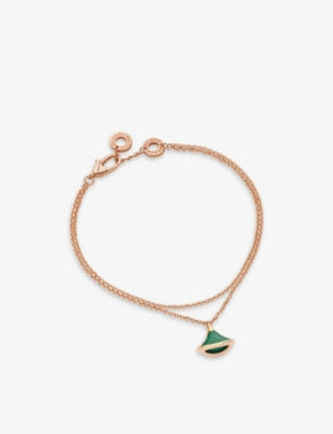 Bvlgari Divas' Dream 18ct Rose-Gold and Malachite Charm Bracelet 17cm-19cm