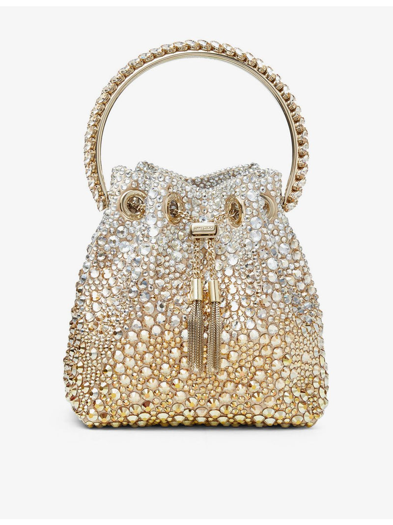 Jimmy Choo Bon Bon satin top-handle bag with crystals (British brand)