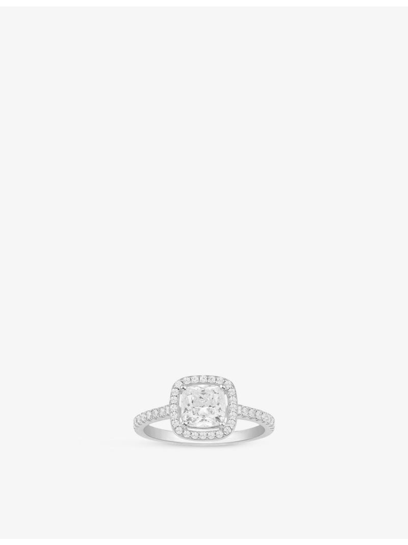 APM Monaco square sterling-silver ring with cubic zirconia stones - British product