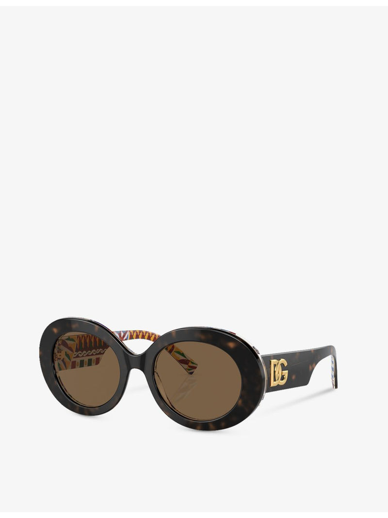 Dolce & Gabbana DG4448 tortoiseshell oval acetate sunglasses, imported from the UK