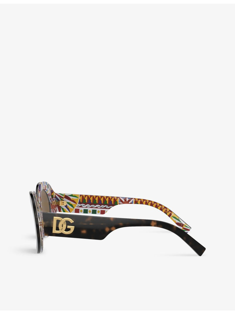 Dolce & Gabbana DG4448 tortoiseshell oval acetate sunglasses, imported from the UK