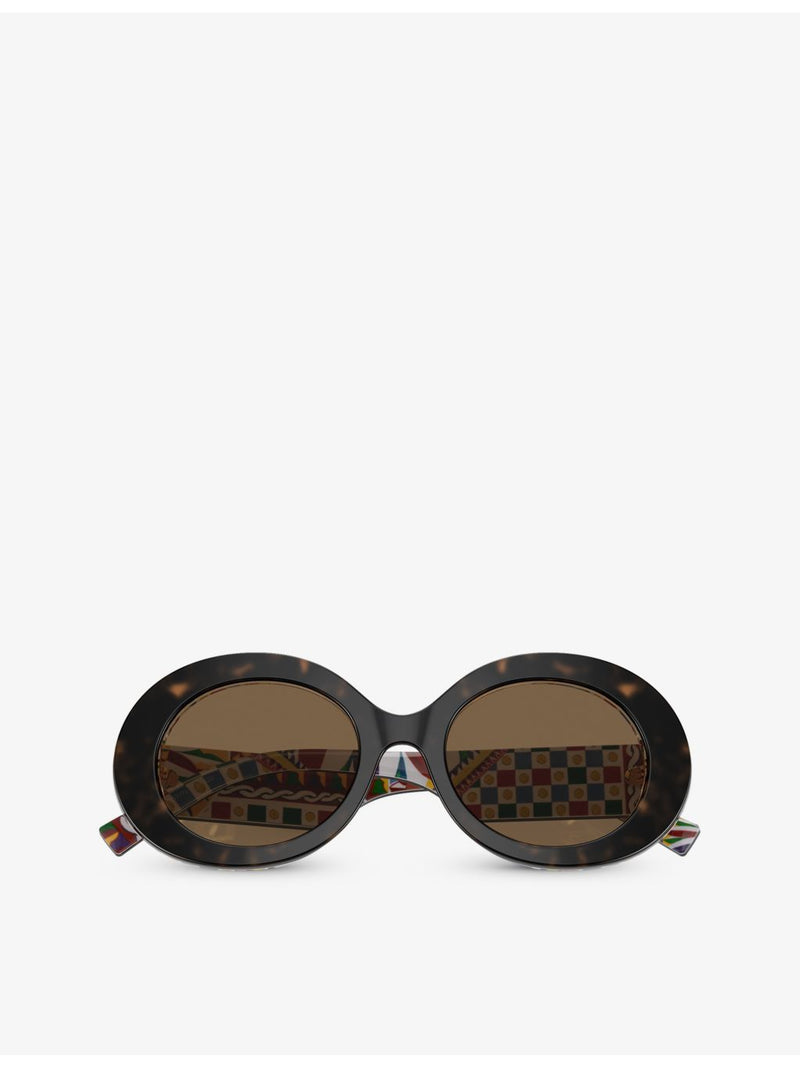 Dolce & Gabbana DG4448 tortoiseshell oval acetate sunglasses, imported from the UK