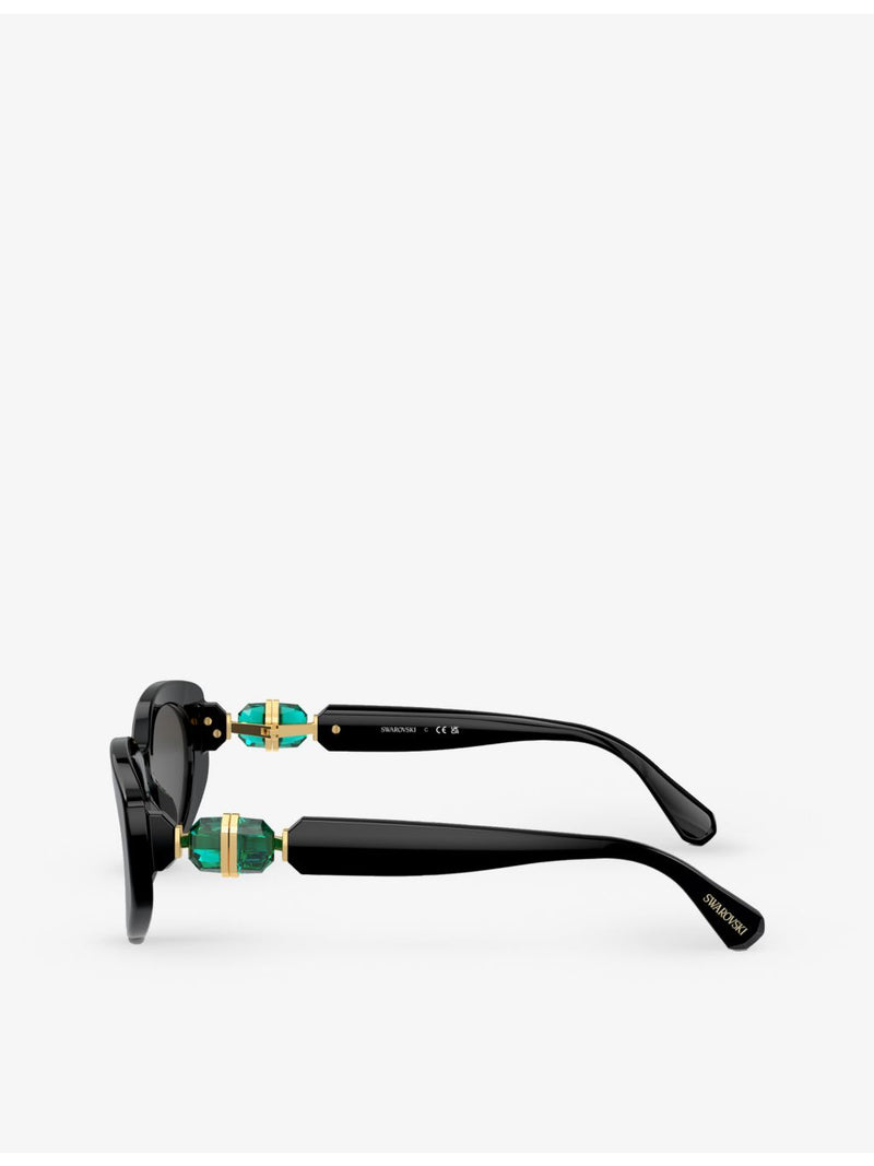 Swarovski SK6002 oval-frame gem-embellished acetate sunglasses, imported from the UK