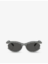 selfridges Swarovski SK6006 Crystal-Embellished Oval-Frame Metal Sunglasses- Buy online at McGrocer