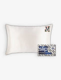 Slip Queen Letter-Embroidered Silk Pillowcase 51cm x 76cm