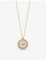 selfridges Astley Clarke Polaris 18ct Yellow Gold-Plated Sterling-Silver Mother-of-Pearl and White Sapphire Locket Necklace, 40-45cm- Buy online at McGrocer