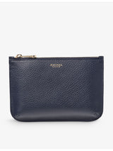 selfridges Aspinal of London Ella Medium Logo-Print Grained-Leather Pouch- Buy online at McGrocer