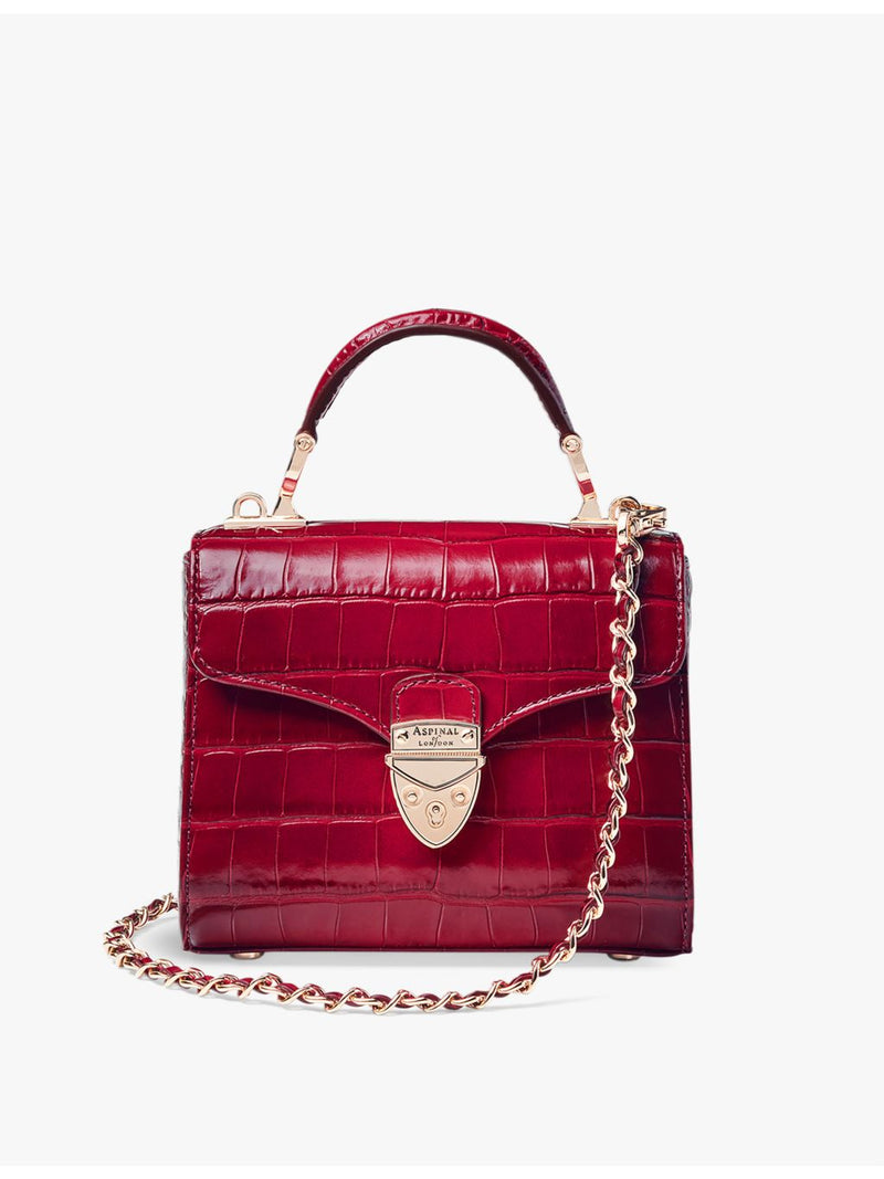 Aspinal of London Mayfair Mini croc-embossed leather shoulder bag (British brand)