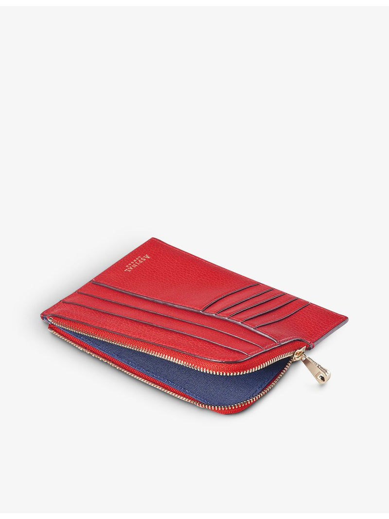 Aspinal of London slimline pebble-leather travel wallet with zip fastening (British brand)