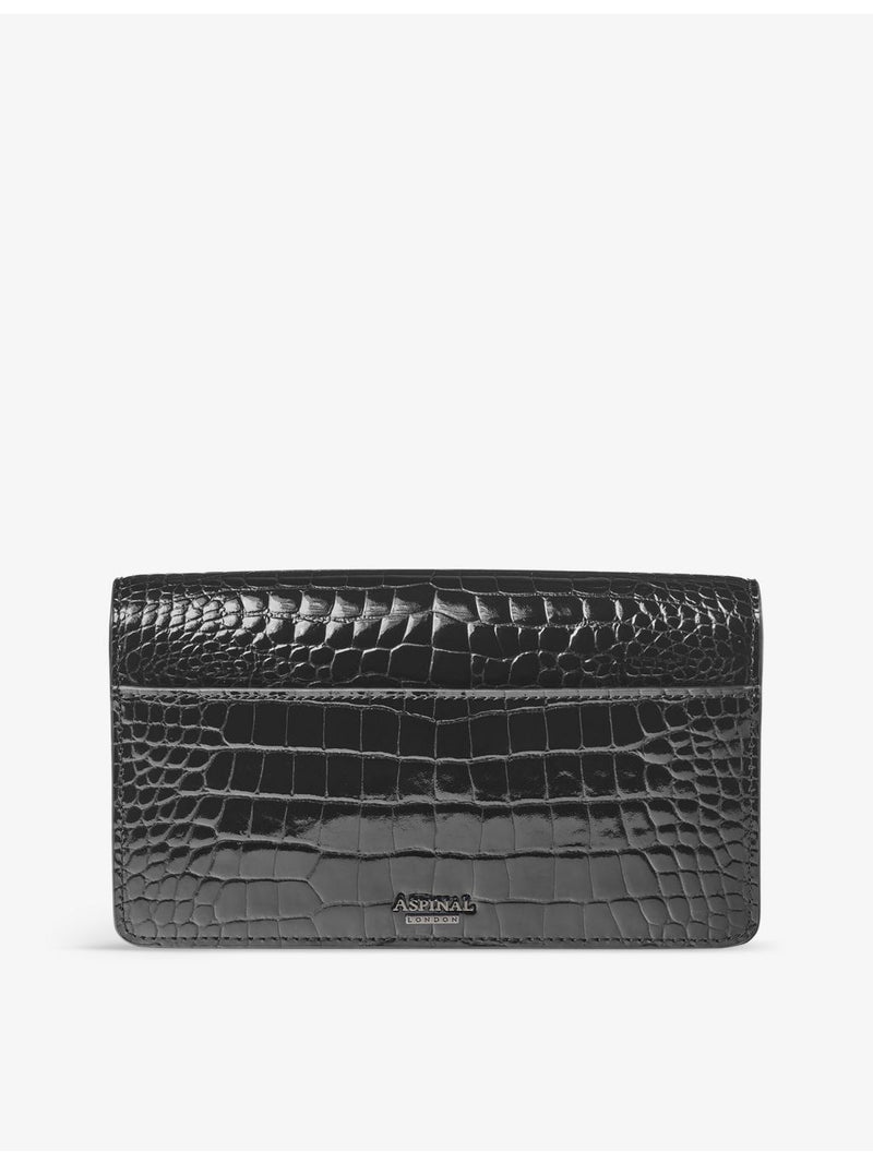 Aspinal of London Mayfair croc-effect leather clutch bag, UK version