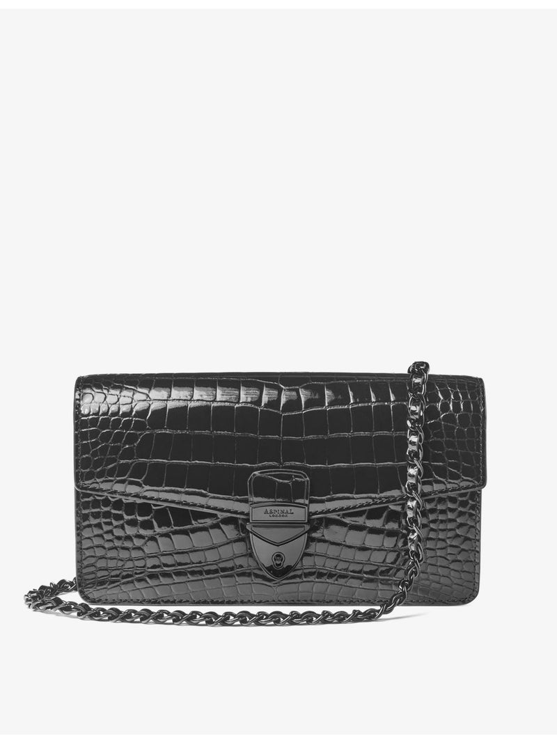 Aspinal of London Mayfair croc-effect leather clutch bag, UK version