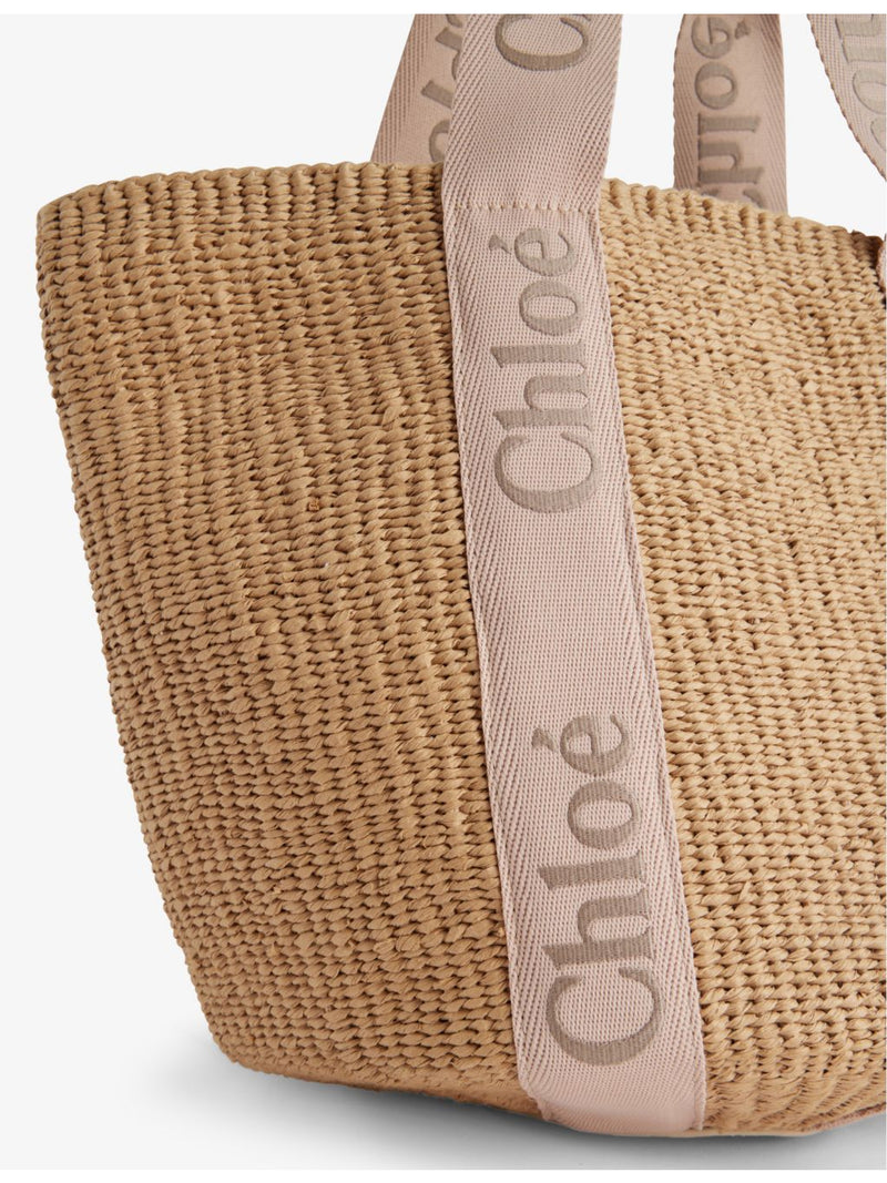 Chloé Woody large paper tote bag, imported from the UK