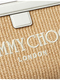 Jimmy Choo logo-embroidered raffia pouch - British product