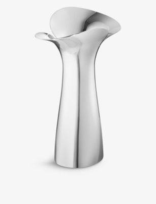 Georg Jensen Bloom Botanica mirrored polished stainless steel vase 22cm - British product