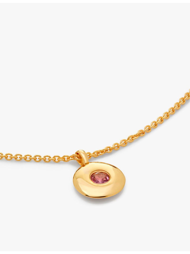Monica Vinader birthstone pendant necklace pink tourmaline adjustable chain, UK version