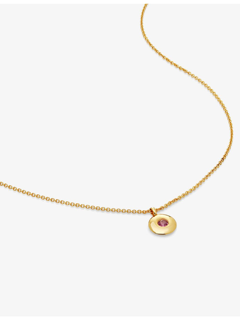 Monica Vinader birthstone pendant necklace pink tourmaline adjustable chain, UK version