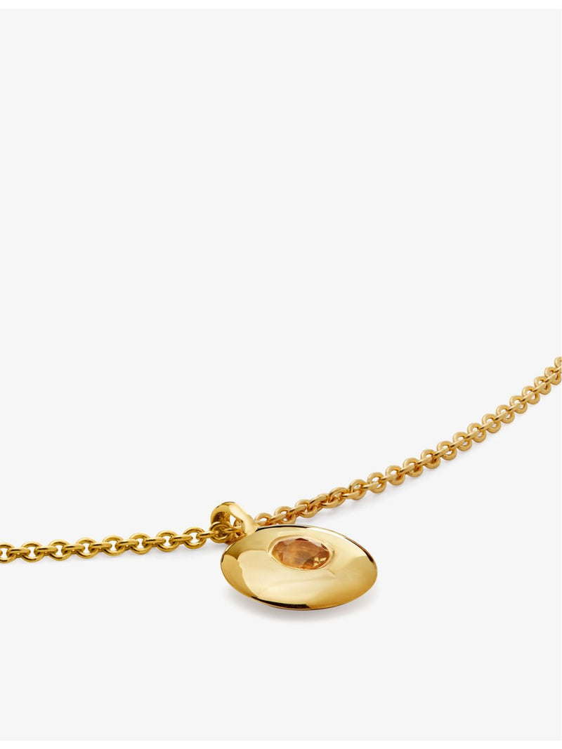Monica Vinader citrine pendant gold vermeil necklace, imported from the UK