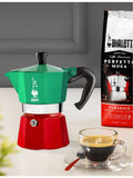 Bialetti Moka Express three-cup aluminium espresso maker, imported from the UK