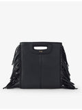 Maje leather cross-body bag with fringed trim, imported from the UK