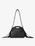 Maje Miss M mini logo-embossed leather shoulder bag, UK version