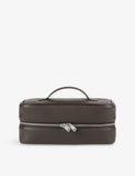 Sandro faux-leather wash bag top handle grained 22cm, UK version