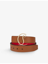selfridges Christian Louboutin Logo-Buckle Leather Belt 35mm- Buy online at McGrocer