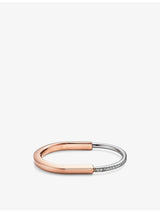 selfridges Tiffany & Co. Lock 18ct Rose and White Gold 1.08ct Diamond Bangle Bracelet- Buy online at McGrocer