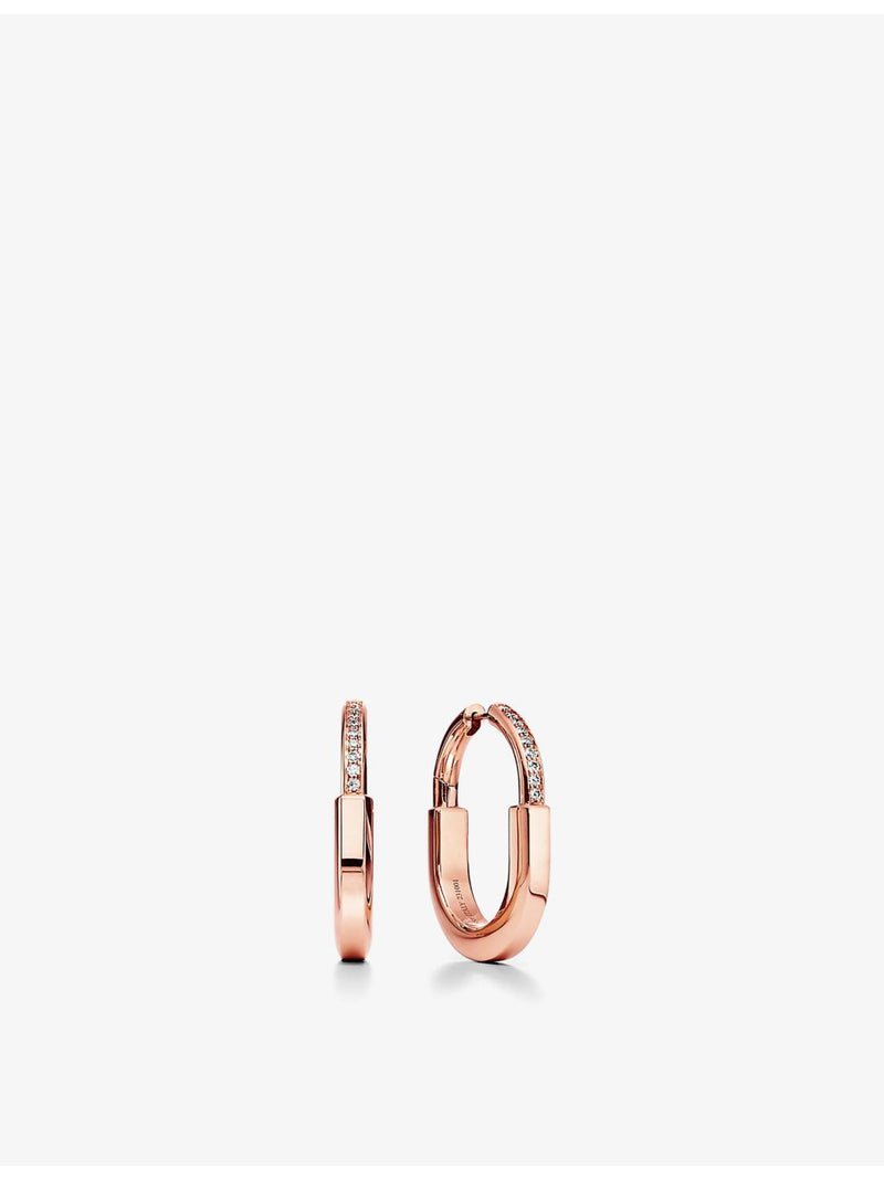 Tiffany & Co lock diamond earrings 18ct rose gold - British product