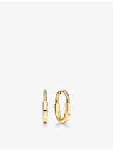 selfridges Tiffany & Co. Lock 18ct Yellow-Gold and 0.19ct Diamond Earrings, Medium- Buy online at McGrocer
