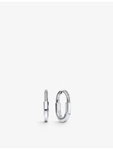 selfridges Tiffany & Co. Lock Medium 18ct White-Gold 0.19ct Diamond Hoop Earrings- Buy online at McGrocer