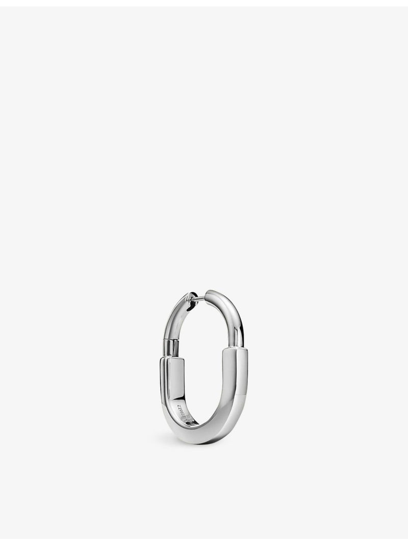 Tiffany Lock medium rhodium-plated white gold hoop earrings, imported from the UK