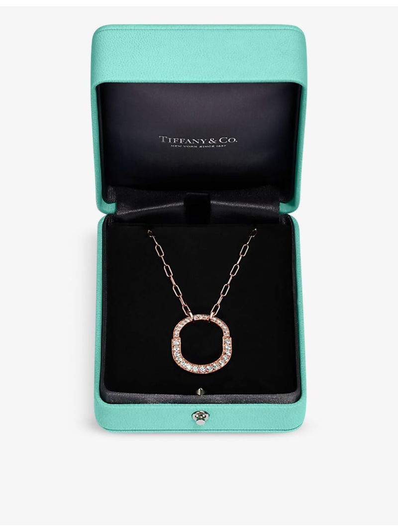 Tiffany Lock medium 18ct rose-gold diamond pendant, UK version