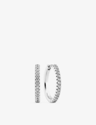 Sif Jakobs sterling silver zirconia hoop earrings 2cm, imported from the UK