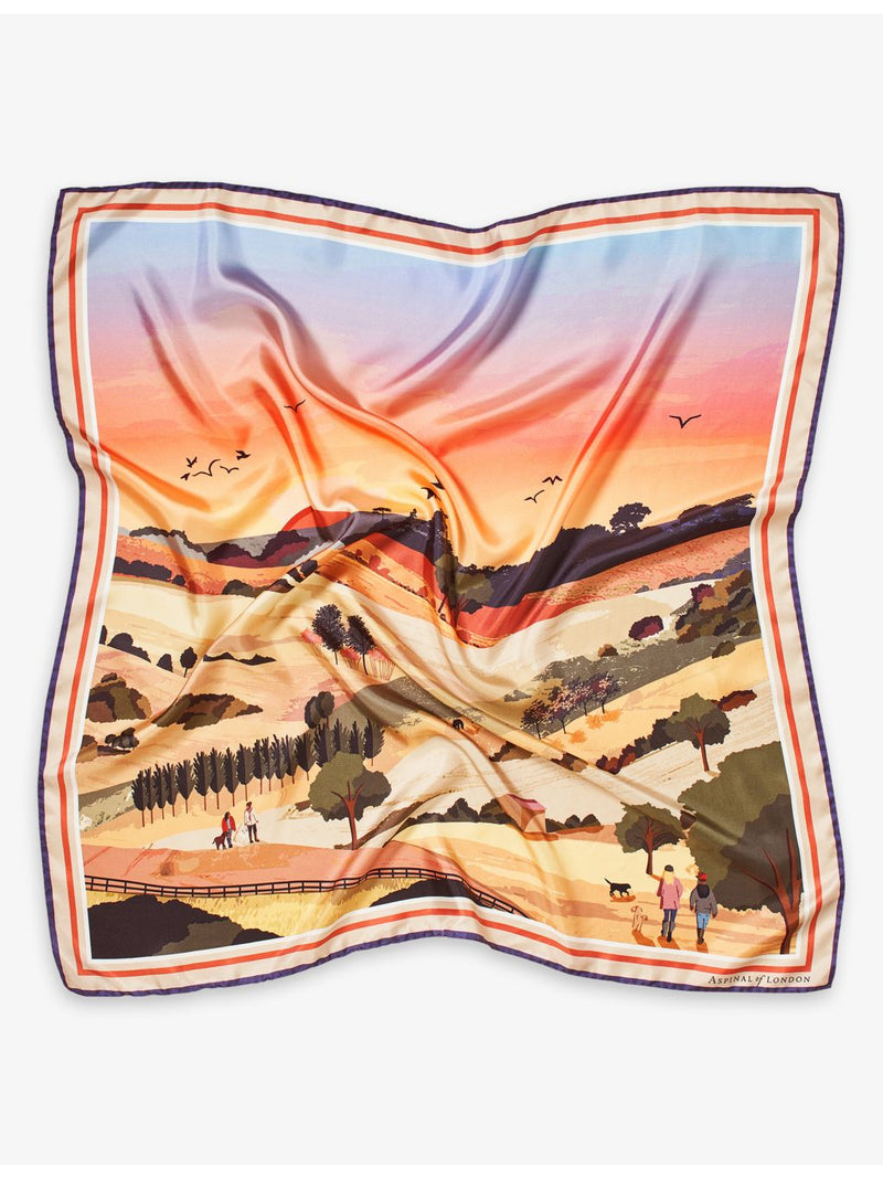Aspinal of London graphic-print silk scarf 90cm, imported from the UK