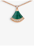 Bvlgari pendant necklace 18ct rose gold diamond malachite (British brand)