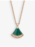 Bvlgari pendant necklace 18ct rose gold diamond malachite (British brand)