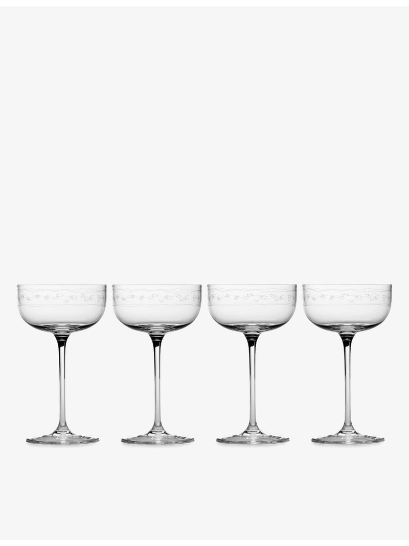Serax Marni champagne coupe glasses set of four, Midnight Flowers, UK version